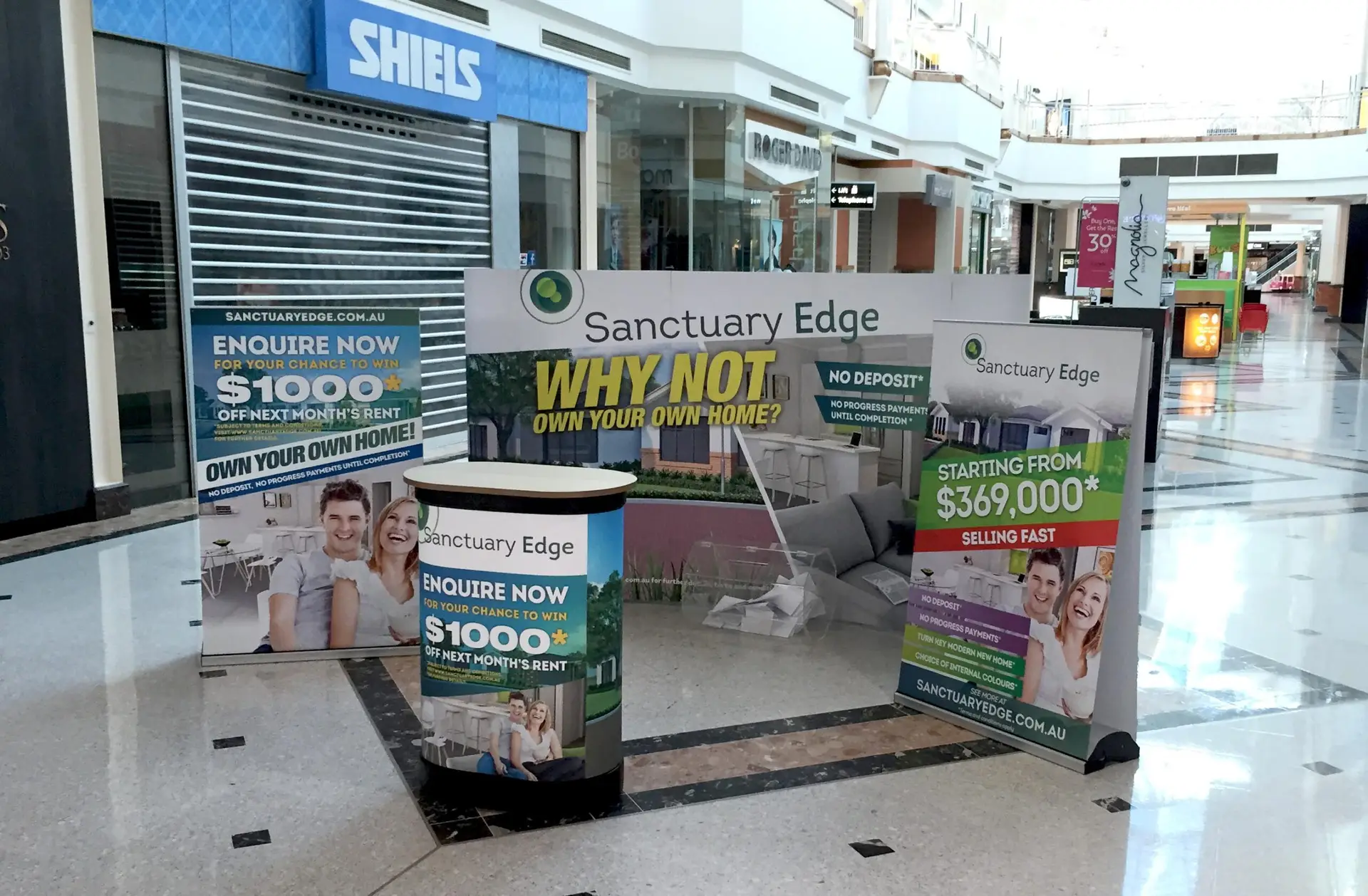 Sanctuary Edge shopping centre display